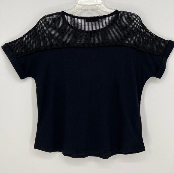 Vocal Top Women’s Black Mesh And Rhinestone Accented T-Shirt Short Sleeve NWOT - Picture 2 of 8